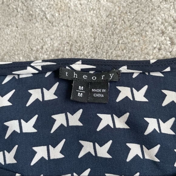 Theory Blue Silk Arrow Print Isaac Tank Top EUC Size Medium E0202545 - Picture 8 of 12